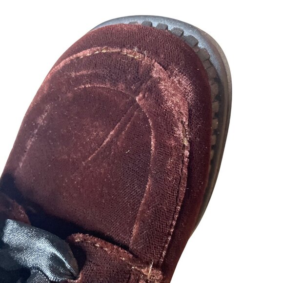 Vtg Y2K Ellemenno Burgundy Velvet Lace-Up Chunky Heel Shoes Women's Size 7 Goth - Picture 7 of 9